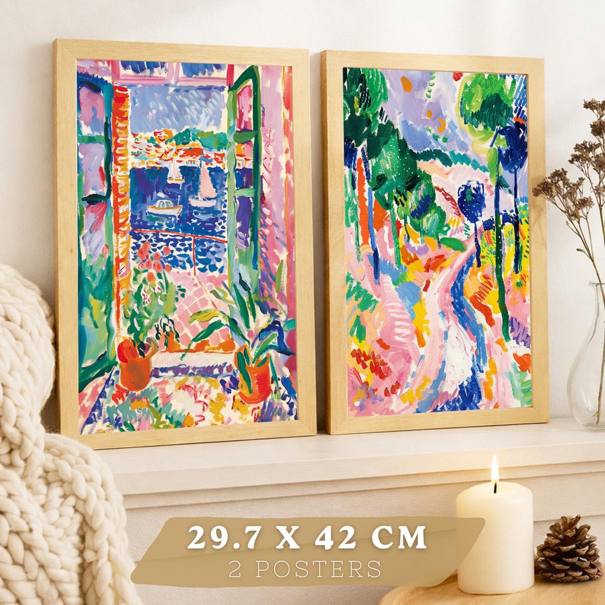 POSTER 4er Bilder-Set Wandbilder Landschaft Maritim modern Wohnzimmer Deko, Schlafzimmer, Küche, Badezimmer Rahmenlos A4 - Klar, Papier (29.7/1/21cm) - Nacnic