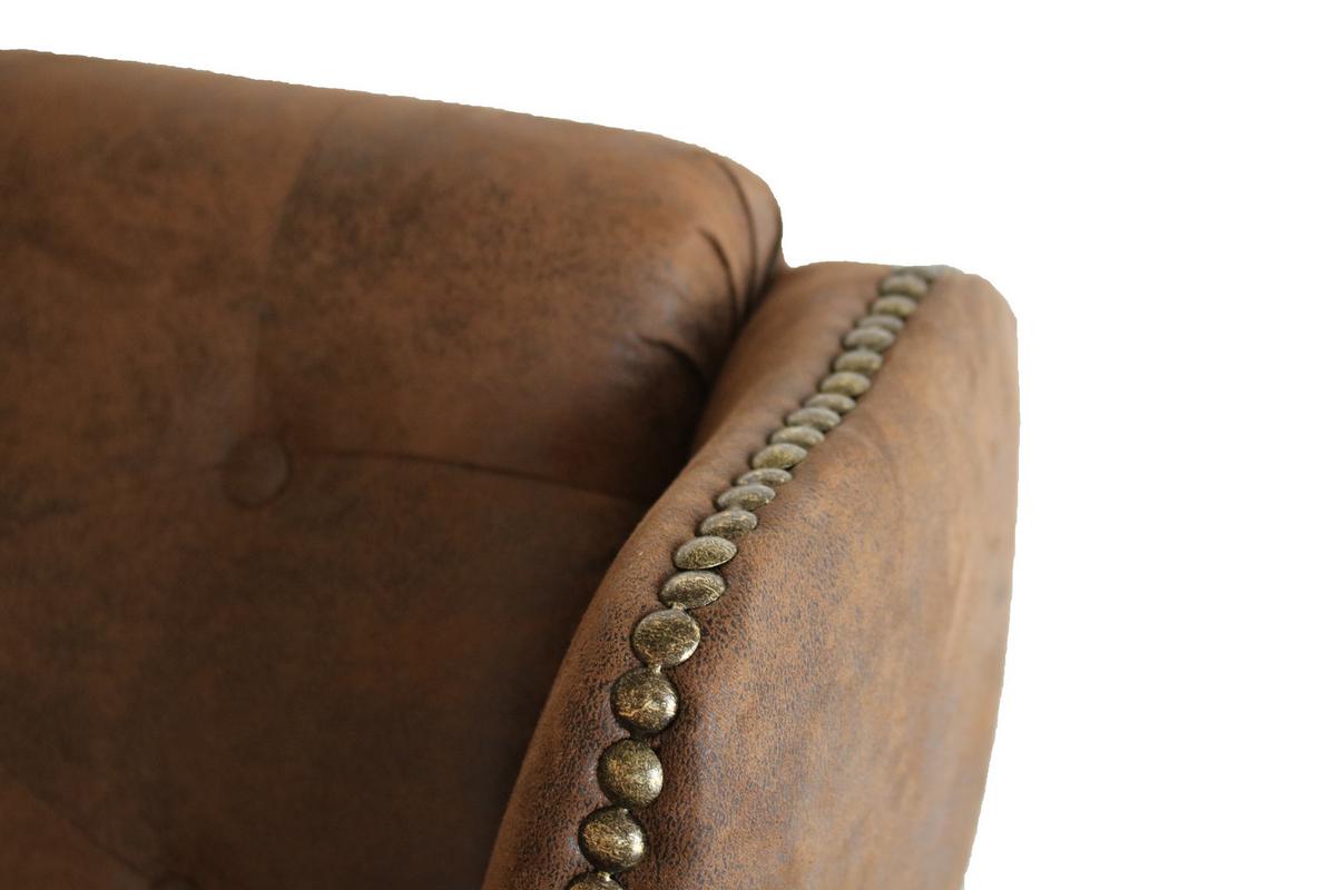 CHESTERFIELD-SESSEL Anton Beige Microfaser Vintageoptik - Beige/Braun, Holz/Textil (102/102/93cm) - S-Style Möbel