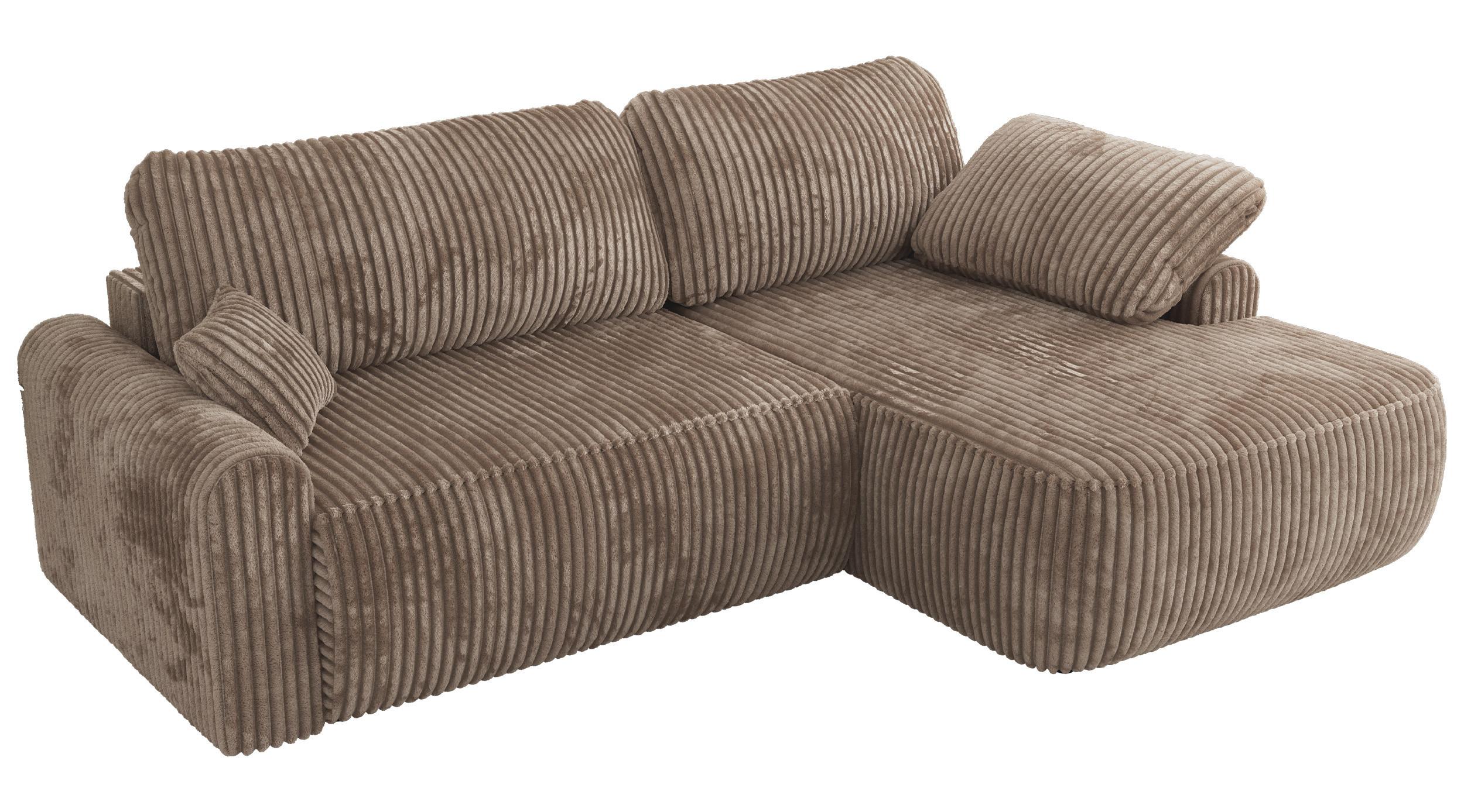 ECKSCHLAFSOFA CUBO L Braun Cord - rechts - Schwarz/Braun, Kunststoff/Textil (187/273cm) - MKS