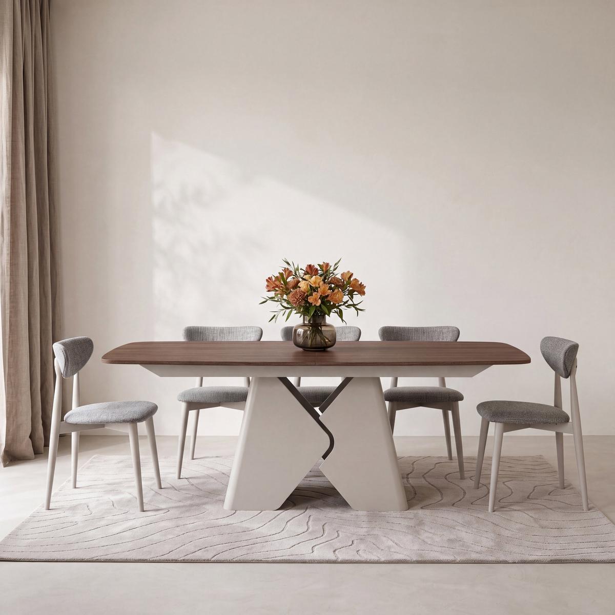 ESSTISCH Vanta rechteckig ausziehbar verlängerbar mit Metallgestell in Kaschmir Grau, Nussbaum Braun 200-290/90/76 cm - Walnussfarben/Schwarz, Holzwerkstoff/Metall (90/290/76cm) - WFL GROUP