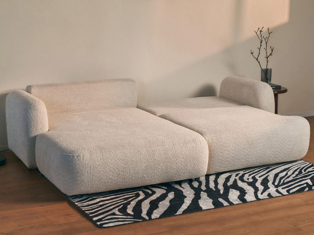 ECKSOFA Tvoya Hellbeige Bouclé - Ecru/Schwarz, Kunststoff/Textil (267/175cm) - Selsey