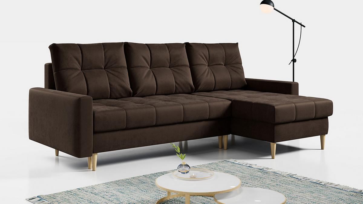 ECKSOFA Astra Braun Velvet - Braun, Holz/Textil (220/140cm) - MKS