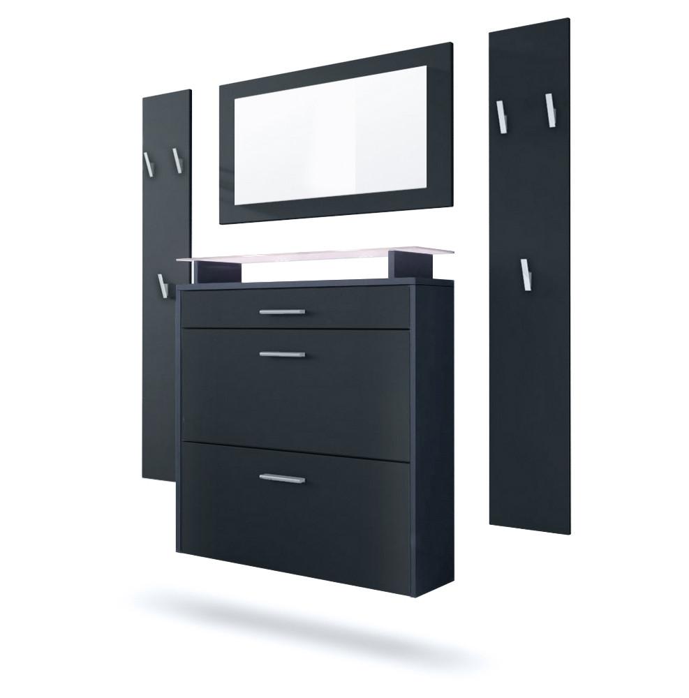 GARDEROBE Malea Fronten in Schwarz matt - Schwarz, Holzwerkstoff (180/180/23cm) - Vladon