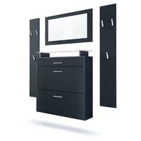 GARDEROBE Malea Fronten in Schwarz matt - Schwarz, Holzwerkstoff (180/180/23cm) - Vladon
