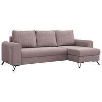 ECKSOFA Axel Samt Rosa - Schwarz/Rosa, Textil/Metall (242/140cm) - MKS