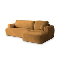 ECKSOFA SENTI P R-S Gelb Kordstoff mit Schlaffunktion - Gelb/Schwarz, Holz/Kunststoff (246/148cm) - MASSENO