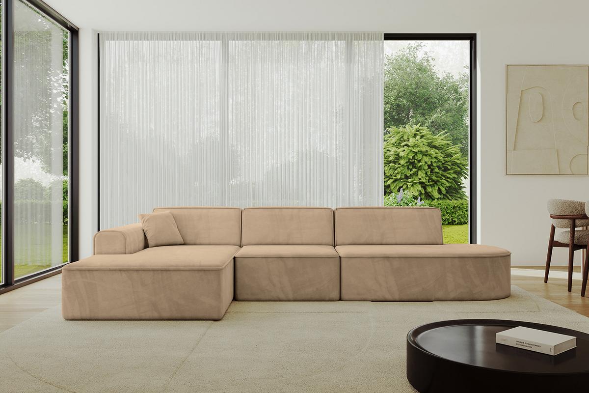 ECKSOFA Ottomane Links IREA-L2-v3 - 328x171x79 cm Beige - Beige, Holzwerkstoff/Textil (328/171cm) - ALTDECOR