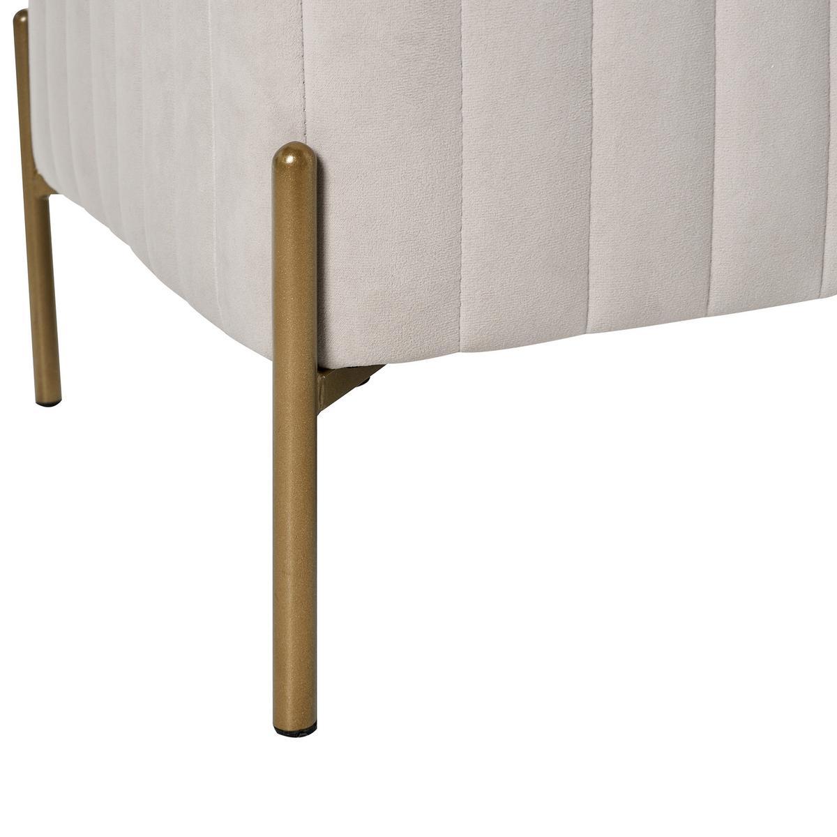 POLSTERBANK Samtstoff Beige Utah - Goldfarben/Weiß, Textil/Metall (91/43/47cm) - Beliani