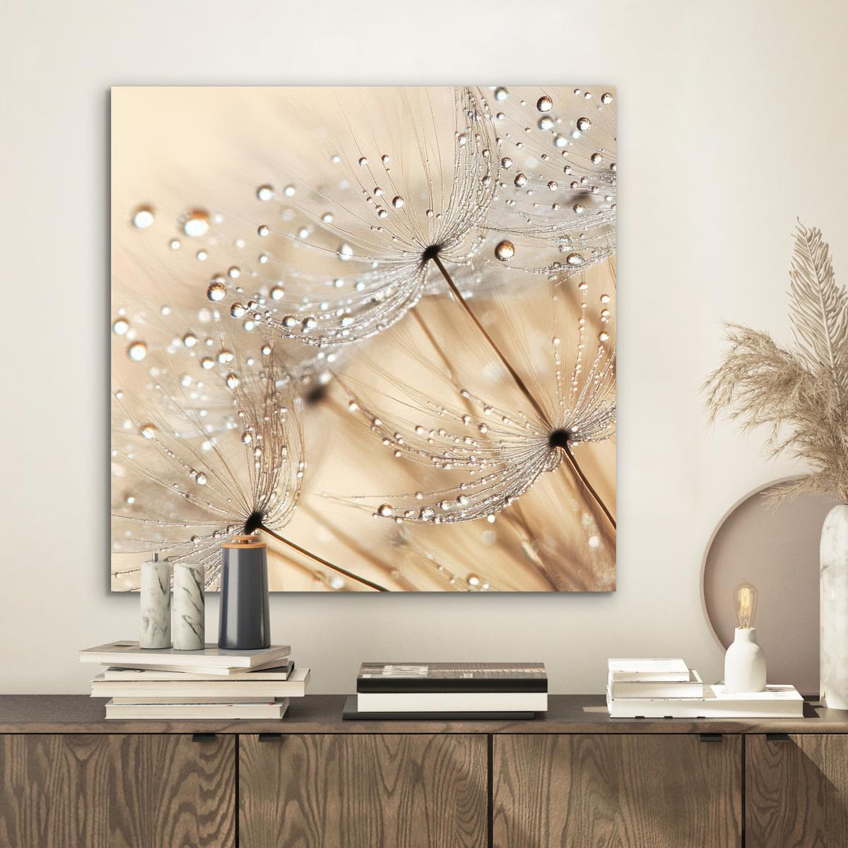 METALLBILD Löwenzahn - Abstrakt - Natur - Beige 50x50 cm - Braun, Metall (50/50cm) - MuchoWow