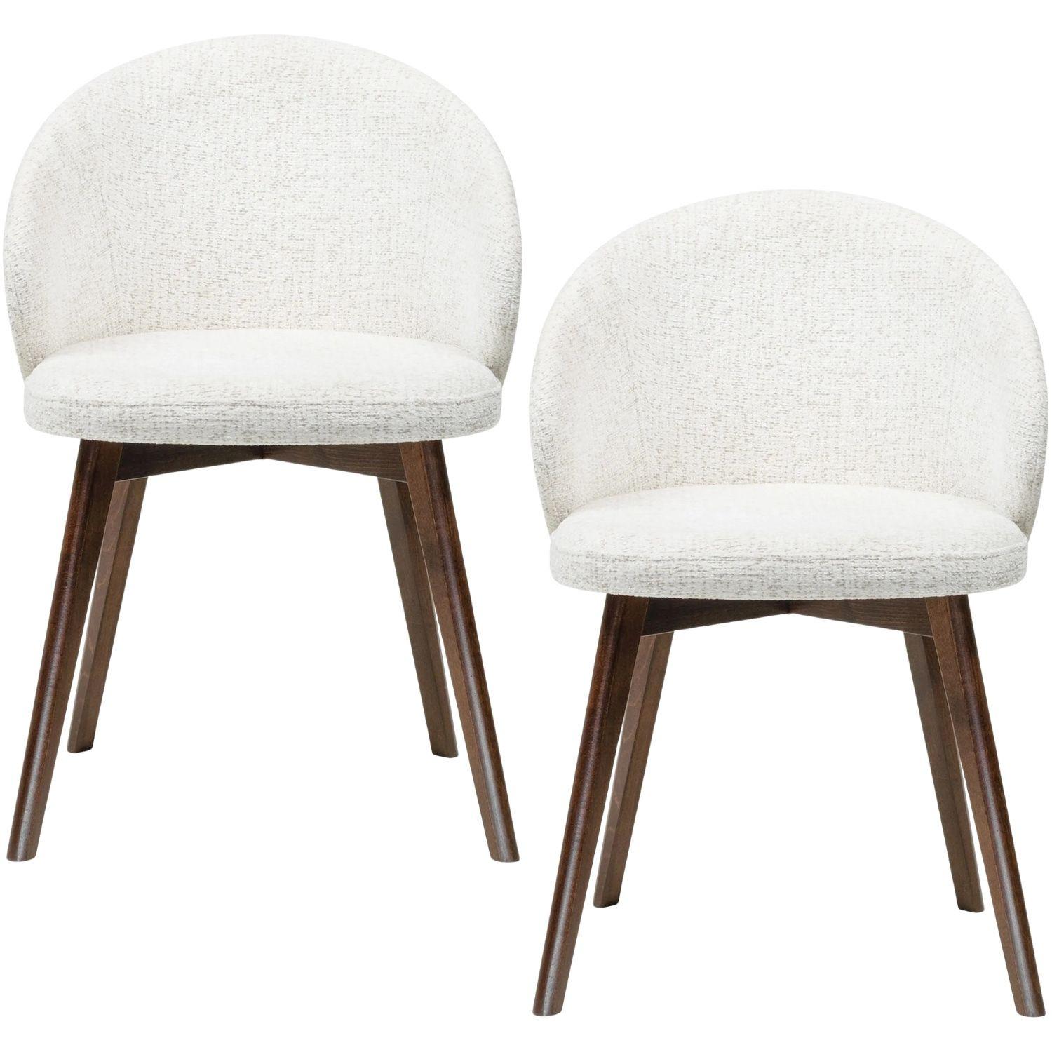 ESSZIMMERSTUHL MELIE 2er Set in Creme Chenille mit Dunkelbraunen Buchenholzbeinen 54/49/82 cm - Dunkelbraun/Creme, Holz/Textil (54/82/49cm) - WFL GROUP