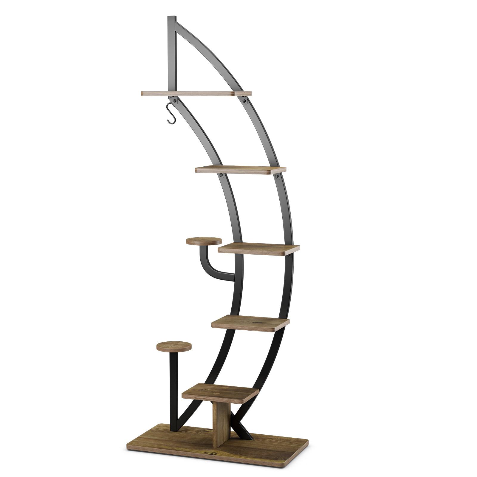 PFLANZENSTANDER 6-stufiger Braun - Braun, Holz (60/155/30cm) - COSTWAY