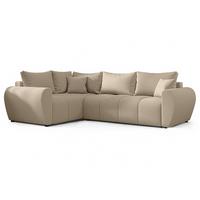 ECKSOFA L Form Malatya MAX Hellbraun 246/145/80 cm stilvolle mit Schlaffunktion L - Hellbraun/Schwarz, Kunststoff/Textil (175/235cm) - AX Living