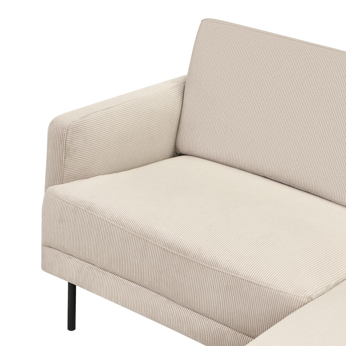 ECKSOFA 2-Sitzer Cord Beige linksseitig Breda - Beige/Schwarz, Textil (192/155cm) - Beliani