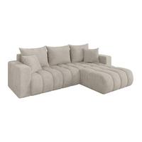 ECKSOFA mit Schlaffunktion Ottomane Rechts MILA-L-v1 277x195x86 Creme Cord - Ecru/Creme, Holzwerkstoff/Kunststoff (277/194cm) - ALTDECOR