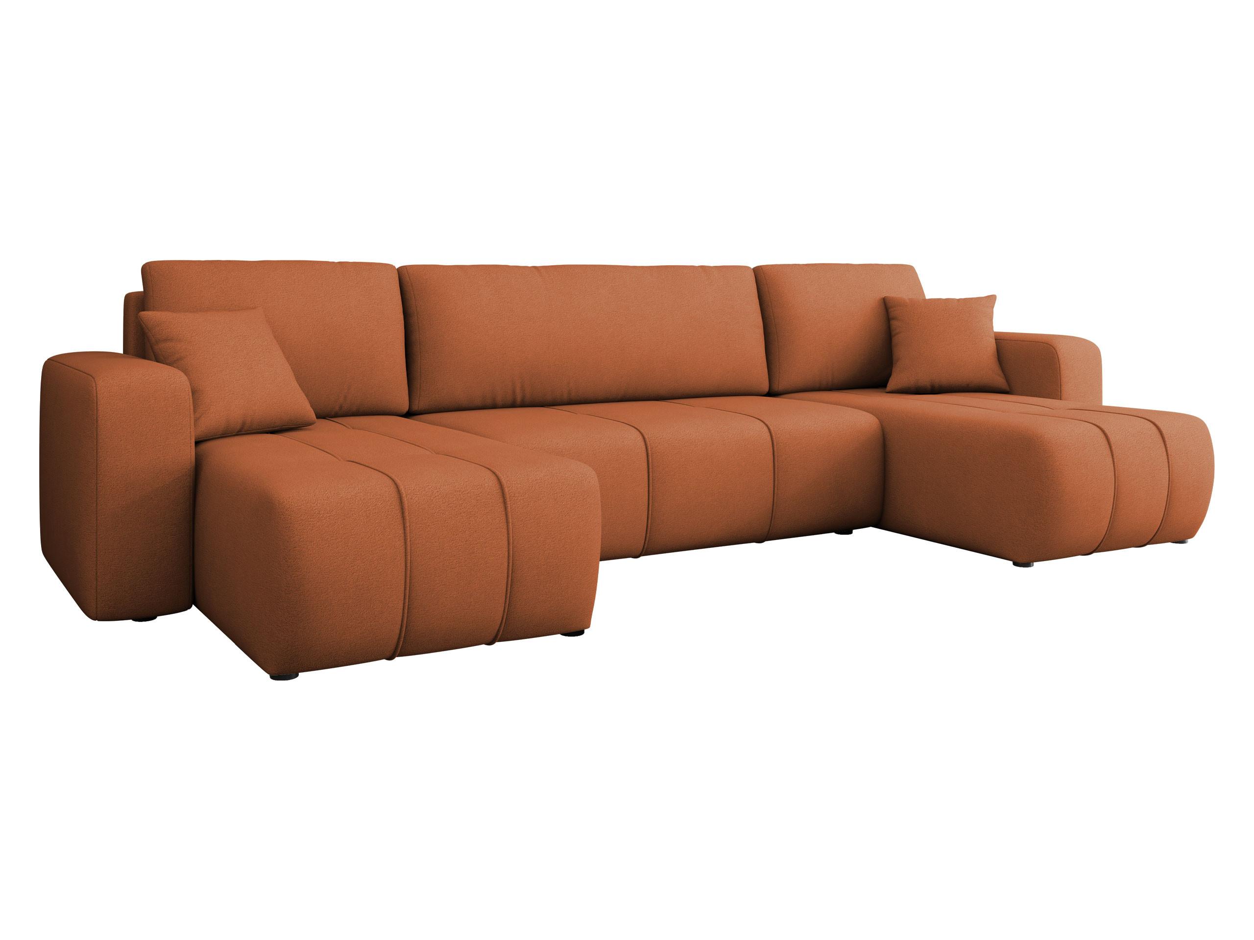 WOHNLANDSCHAFT Furyn U - Schwarz/Orange, Holz/Kunststoff (312/82/145cm) - MIRJAN24