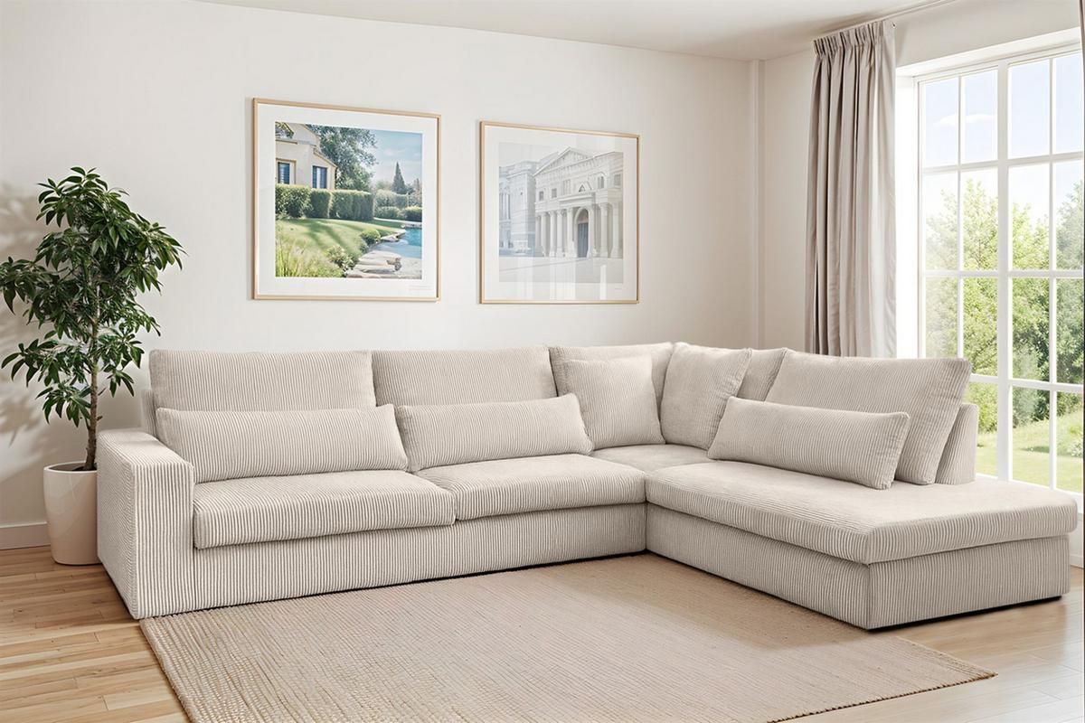 ECKSOFA Thora - Weiß, Holzwerkstoff/Textil (315/245cm) - Fun Möbel