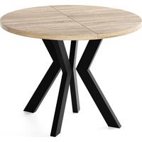 ESSTISCH Savio rund ausziehbar verlängerbar, Eiche Sonoma Hellbraun 90-190/90/77 cm - Schwarz/Sonoma Eiche, Holz/Holzwerkstoff (90/190/77cm) - WFL GROUP