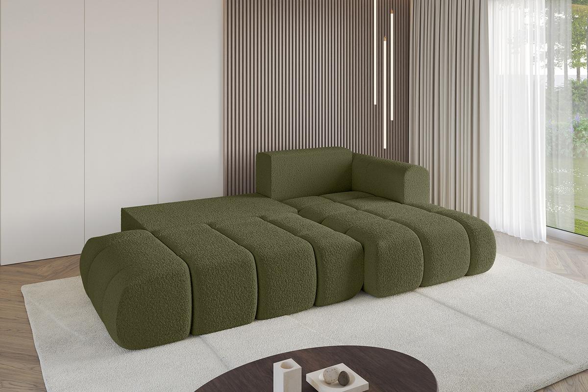 ECKSOFA Ottomane Rechts CLOUD-L 280x185x90 Grün Bouclé - Grün, Holzwerkstoff/Kunststoff (185/280cm) - ALTDECOR