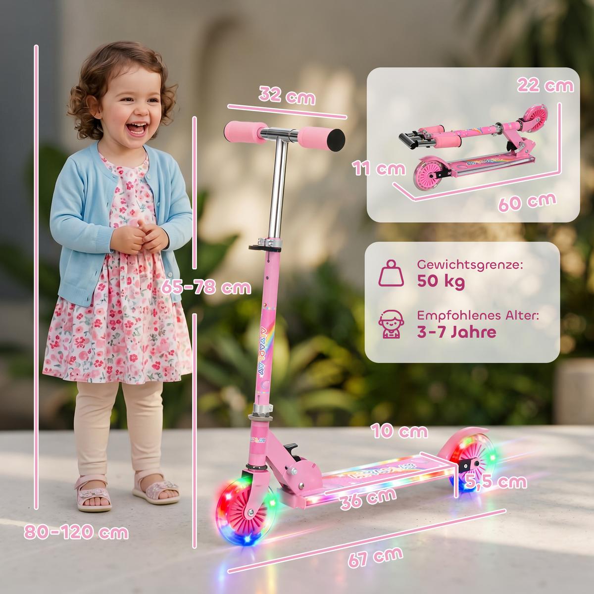 KINDERROLLER Metall Kunststoff Rosa - Rosa, Metall (67/32/78cm) - HOMCOM