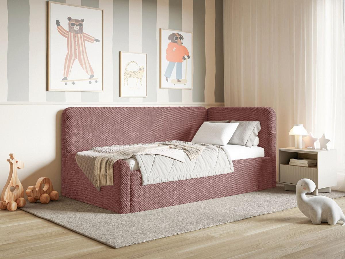 JUGENDBETT Fanko Samt Rosa 90x200 cm - Pink/Schwarz, Kunststoff/Textil (90/200cm) - Selsey