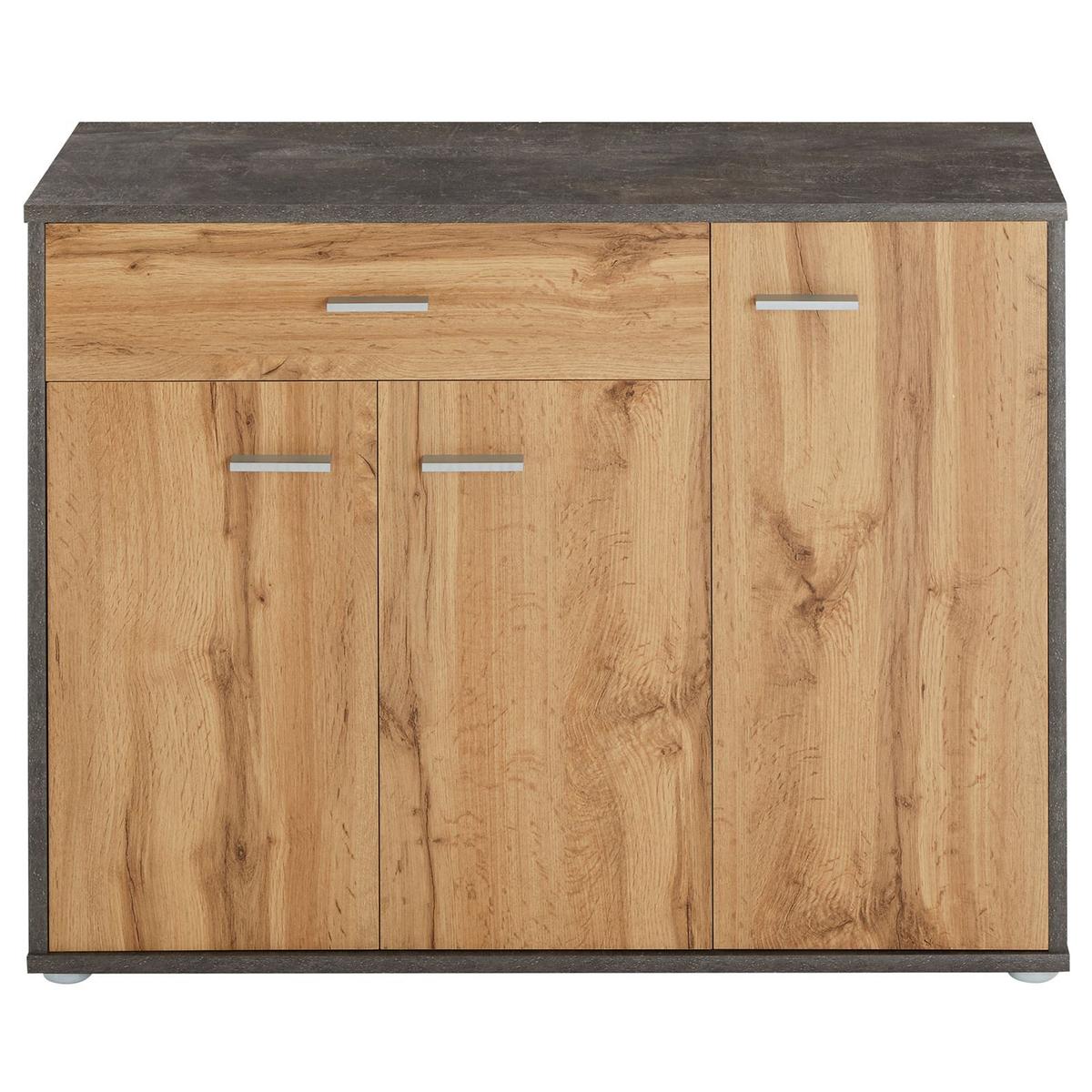 SCHUHSCHRANK DEUSTO Beton dunkel/Wotan Eiche - Dunkelgrau/Eiche Wotan, Holzwerkstoff (88/70/35cm) - CARO-Möbel