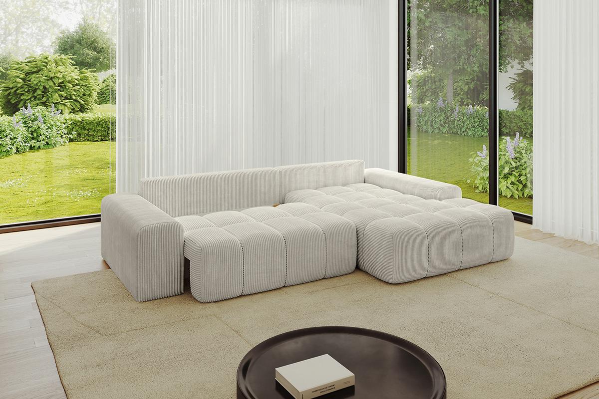 ECKSOFA Ottomane Rechts ENSI-L - 267x164x69 cm Creme - Ecru/Creme, Holzwerkstoff/Kunststoff (164/267cm) - ALTDECOR