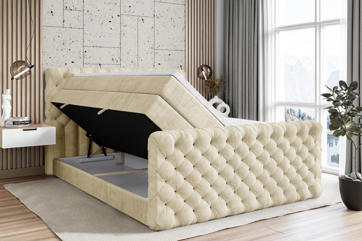 BOXSPRINGBETT BOXI8-Z KING - 120x200 - H3/H4 - Beige - Beige, Holzwerkstoff (120/200cm) - ALTDECOR