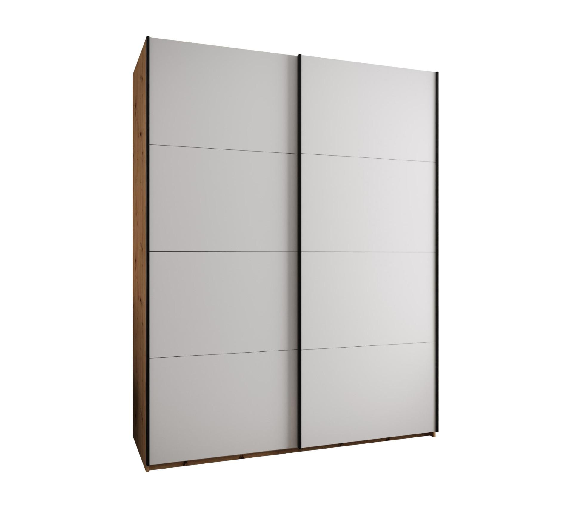 SCHWEBETÜRENSCHRANK 245,5/200/64 2-türig - Schwarz/Weiß, Holz/Metall (200/245/64cm) - Abiks Möbel