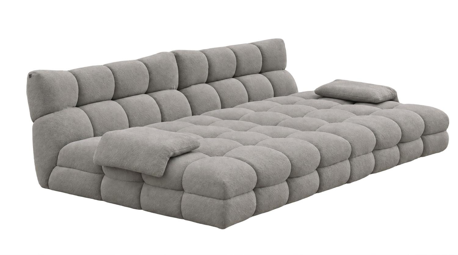 BIG SOFA AMIA Grau Bouclé - Greige/Schwarz, Kunststoff/Textil (290/86/178cm) - KAWOLA
