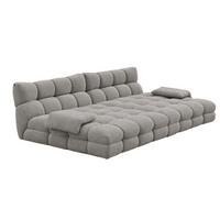 BIG SOFA AMIA Grau Bouclé - Greige/Schwarz, Kunststoff/Textil (290/86/178cm) - KAWOLA