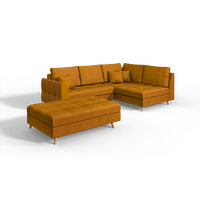 ECKSOFA MIT HOCKER Lorine Mikrofaser Gelb - Hellbraun/Gelb, Buchenholz/Textil (231/161cm) - S-Style Möbel