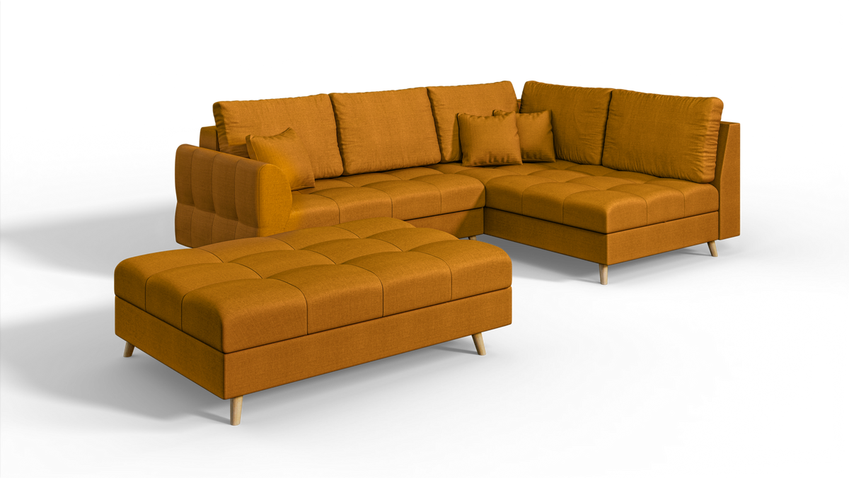 HOCKER Lorine Mikrofaser Gelb - Gelb, Textil (118/40/73cm) - S-Style Möbel