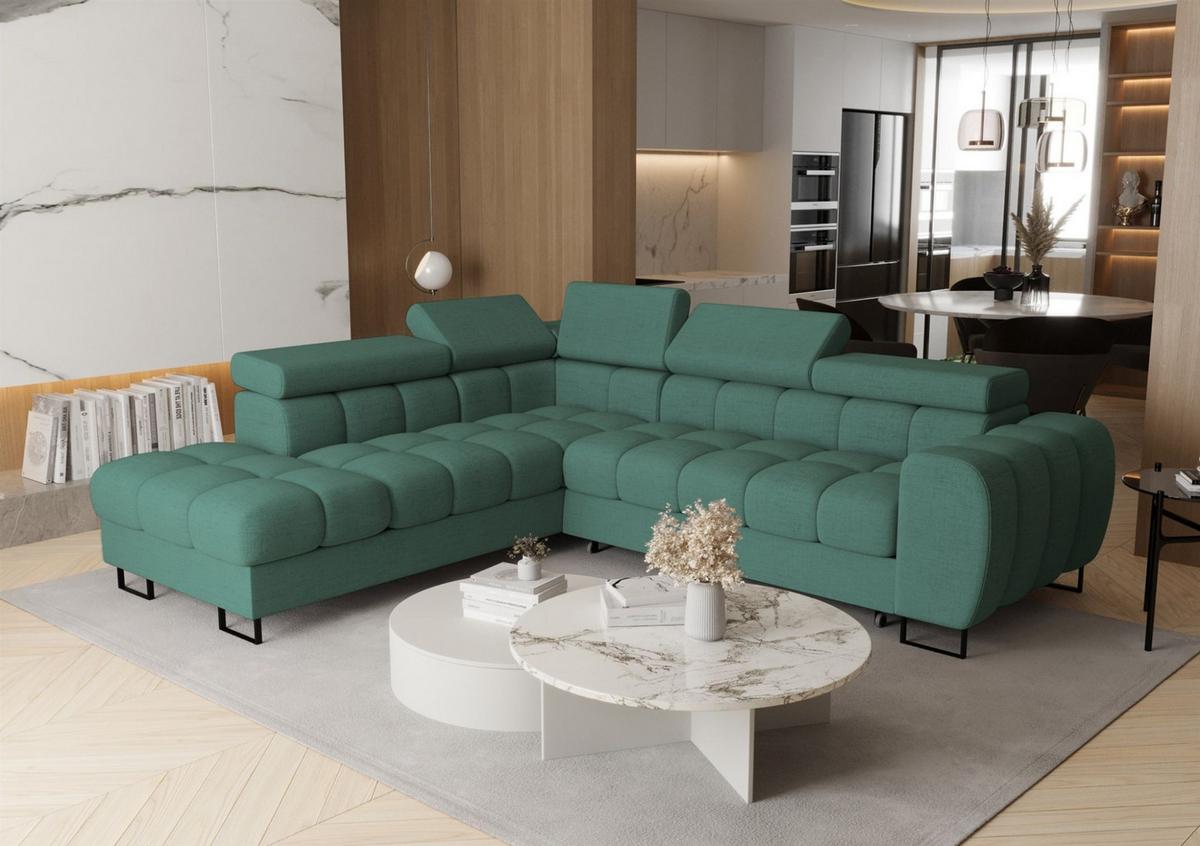 ECKSOFA Bastien Max Mit Schlaffunktion - Grün, Holzwerkstoff/Textil (225/260cm) - Fun Möbel