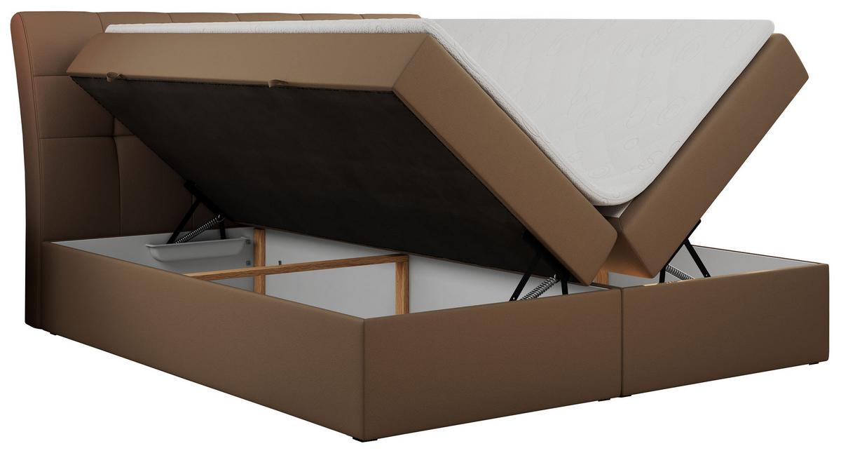 BOXBETT DIEGOS 200/200 Braun Kunstleder - H4 - Braun, Holz/Textil (200/200cm) - MKS