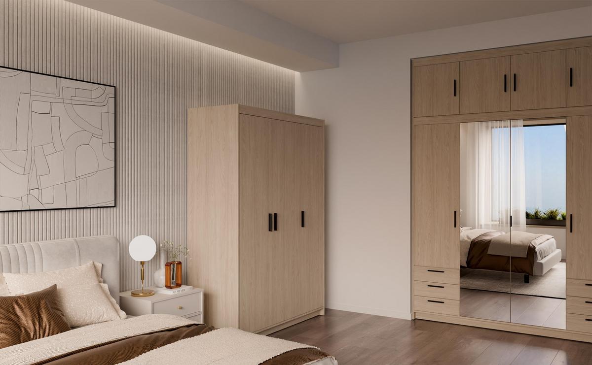KLEIDERSCHRANK Storicos Geölte Eiche 133/190,5/53 cm - Modern 3-türig - Eichefarben, Holzwerkstoff/Kunststoff (133/190.5/53cm) - AX Living
