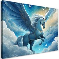 WANDBILD blaues einhorn - Blau, Textil (60/40cm) - Feeby