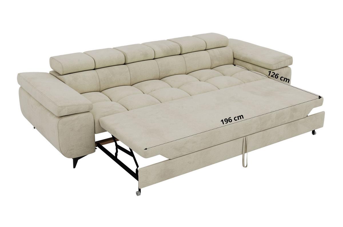 3-SITZER SOFA NIDELLO - Beige Velvet - Beige/Schwarz, Textil/Metall (260/70/97cm) - MKS