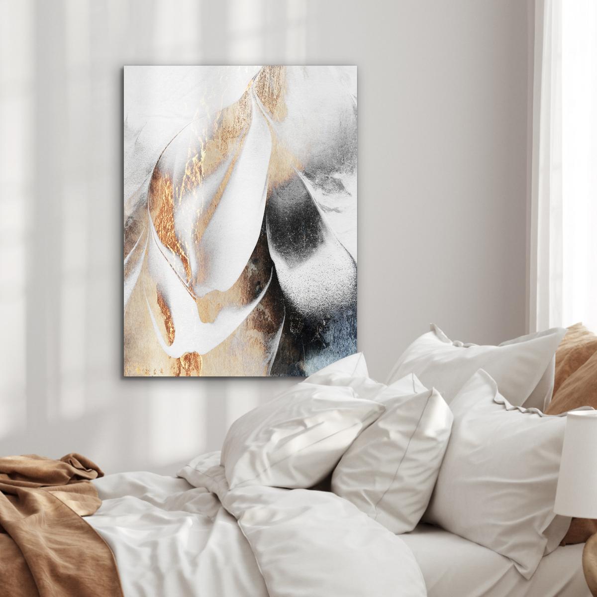 METALLBILD Luxus - Abstrakt - Gold - Weiß 60x80 cm - Goldfarben, Metall (60/80cm) - MuchoWow