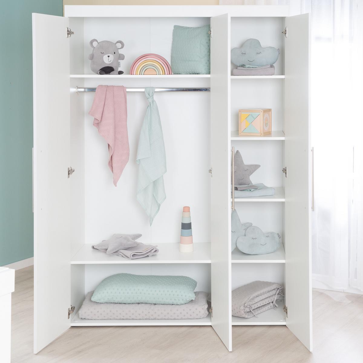 BABYZIMMER-SET Kimi 3-teilig - Silberfarben/Weiß, Holzwerkstoff/Metall (138/195/52.5cm) - Roba