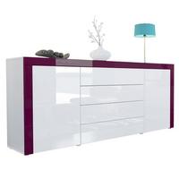 SIDEBOARD La Paz Weiß Hochglanz / Brombeer Hochglanz - Violett, Holzwerkstoff (167/72/35cm) - Vladon