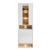 VITRINE VILLA II mit Wotan Eicheneinsatz - Eiche Wotan/Weiß, Holzwerkstoff (60/180/40cm) - Lookway