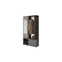 GARDEROBE NOLA 100/33,1/188,5 cm Grau matt mit Spiegel und Schuhschrank - Grau, Holzwerkstoff/Metall (100/188.5/33.1cm) - Lookway