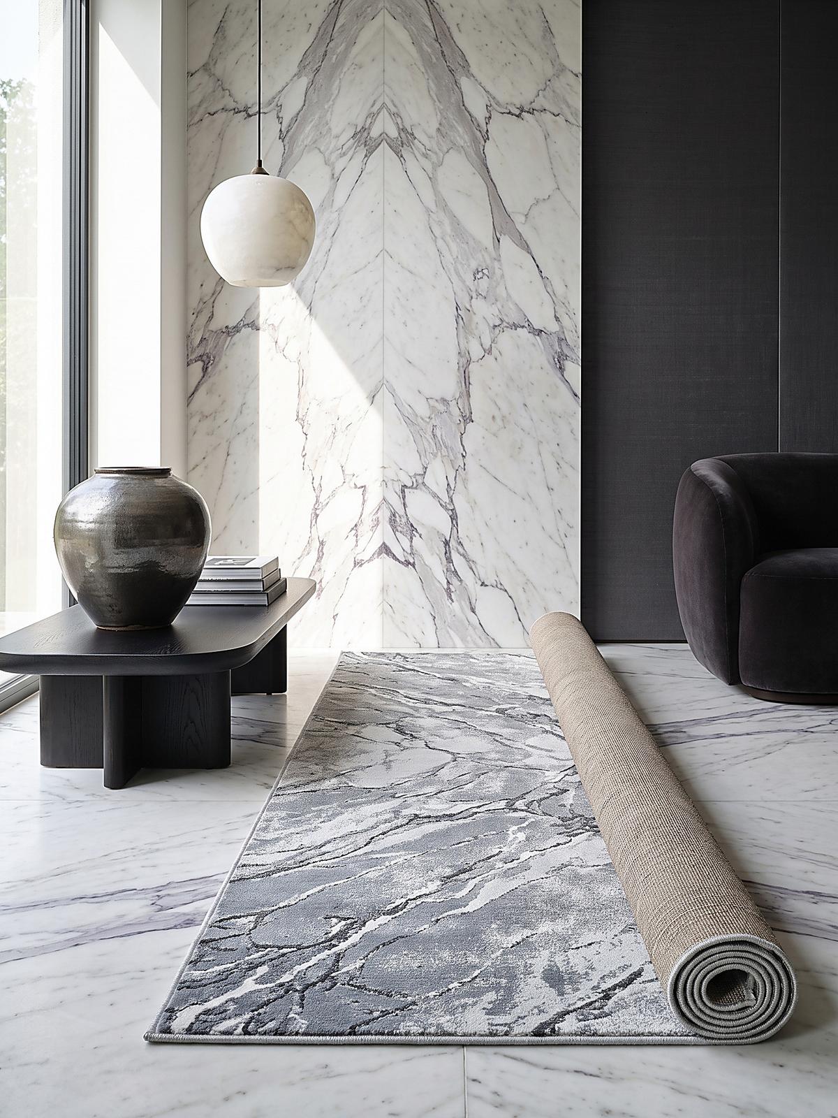 TEPPICHLÄUFER Abstrakt SVEDA Polypropylen Grau 80 x 150 cm - Grau, Textil (80/150cm) - KADIMA DESIGN