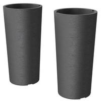 2ER Set Blumentopf stapelbar Pflanzkübel mit Löcher 35x35 cm Pflanztöpfe - Dunkelgrau, Kunststoff (60cm) - Outsunny