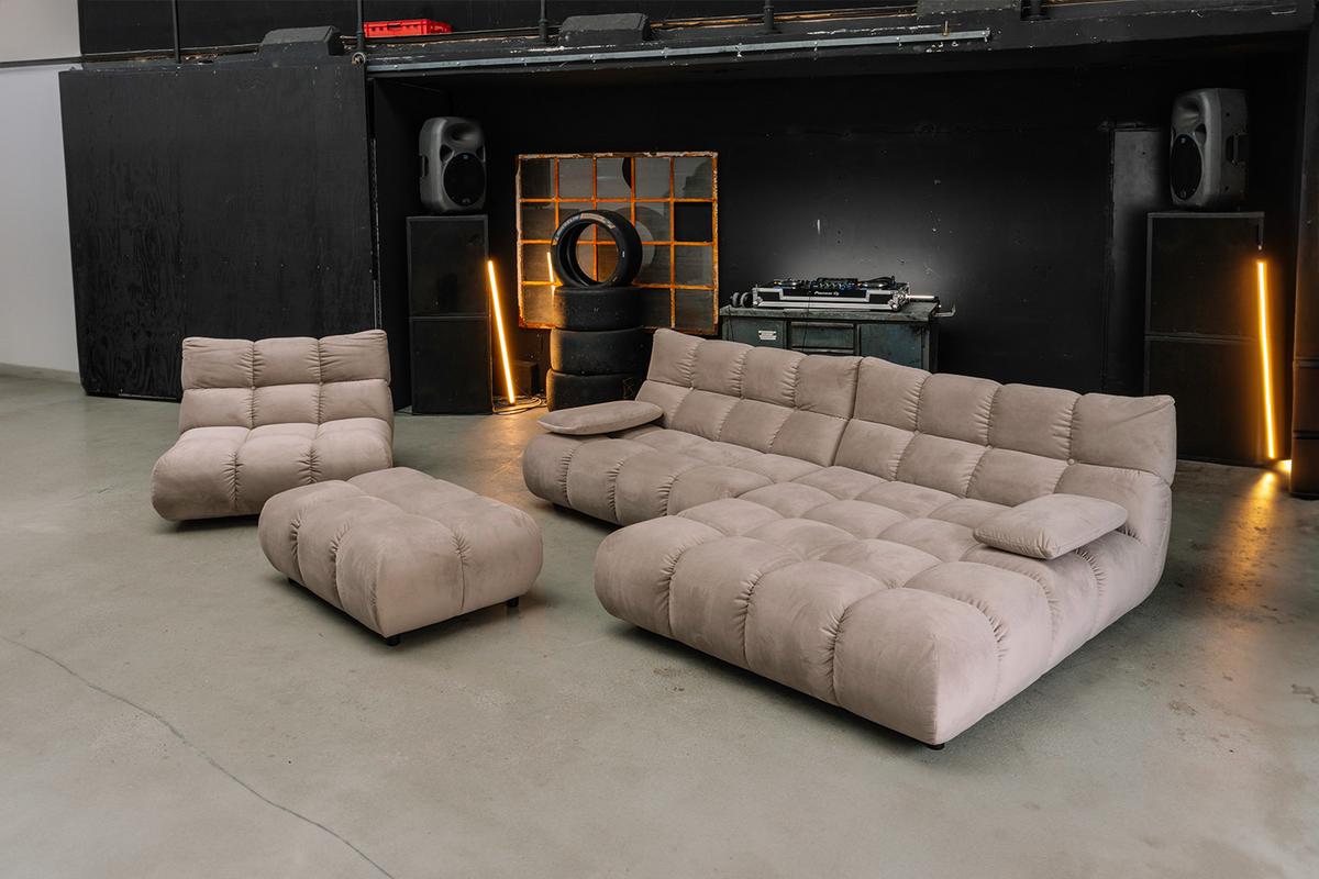 SITZGRUPPE VIVIEN 3ER SET Braun Velvet (1er-Set) - Braun, Kunststoff/Textil (510/85/359cm) - KAWOLA