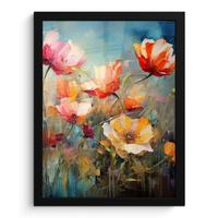 POSTER MIT RAHMEN Blumen - Aquarell - Kunst - Botanisch - Natur Bilderrahmen 30x40 cm - Orange, Papier (30/40cm) - MuchoWow
