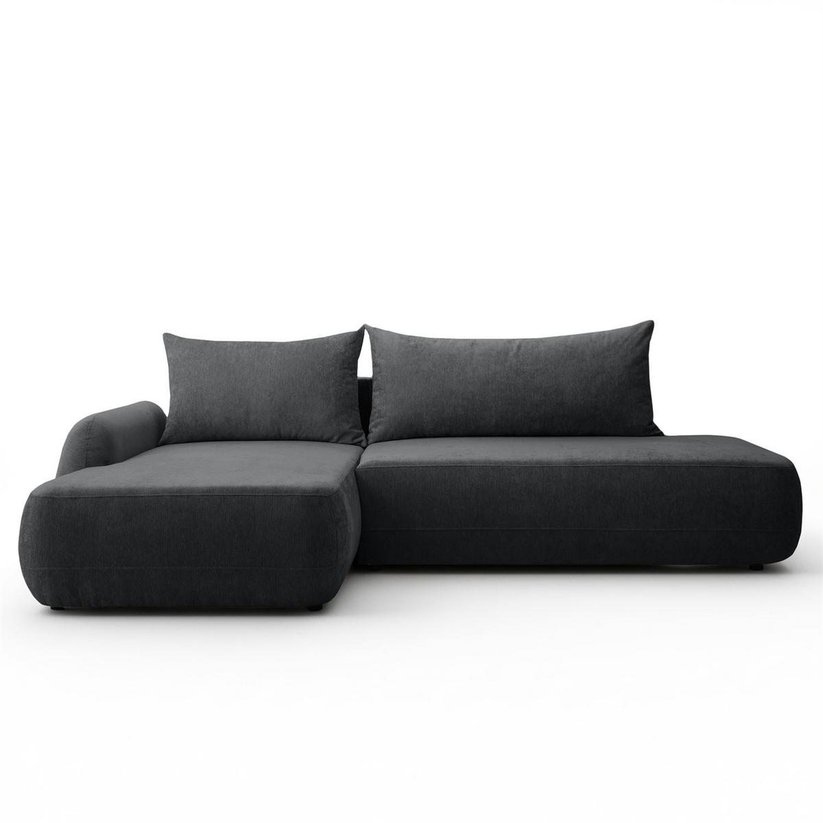 ECKSOFA GOYA mit Schlaffunktion und Bettkasten, Linke, Perfect Harmony 90 - Graphitfarben, Textil (184/302cm) - Lookway