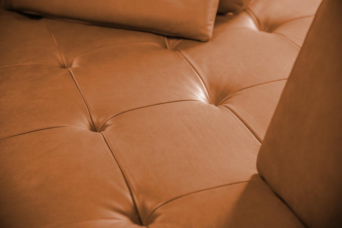 MODULSOFA MIT HOCKER WIOLO 3ER SET Braun Leder - Silberfarben/Braun, Leder/Metall (350/83/350cm) - KAWOLA