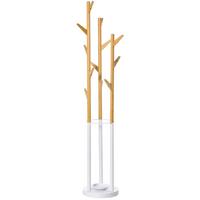 GARDEROBENSTÄNDER mit 12 Haken, Natur+Weiß 30,5 x 30,5 x 174,5 cm - Naturfarben, Naturmaterialien (30.5/174.5/30.5cm) - HOMCOM