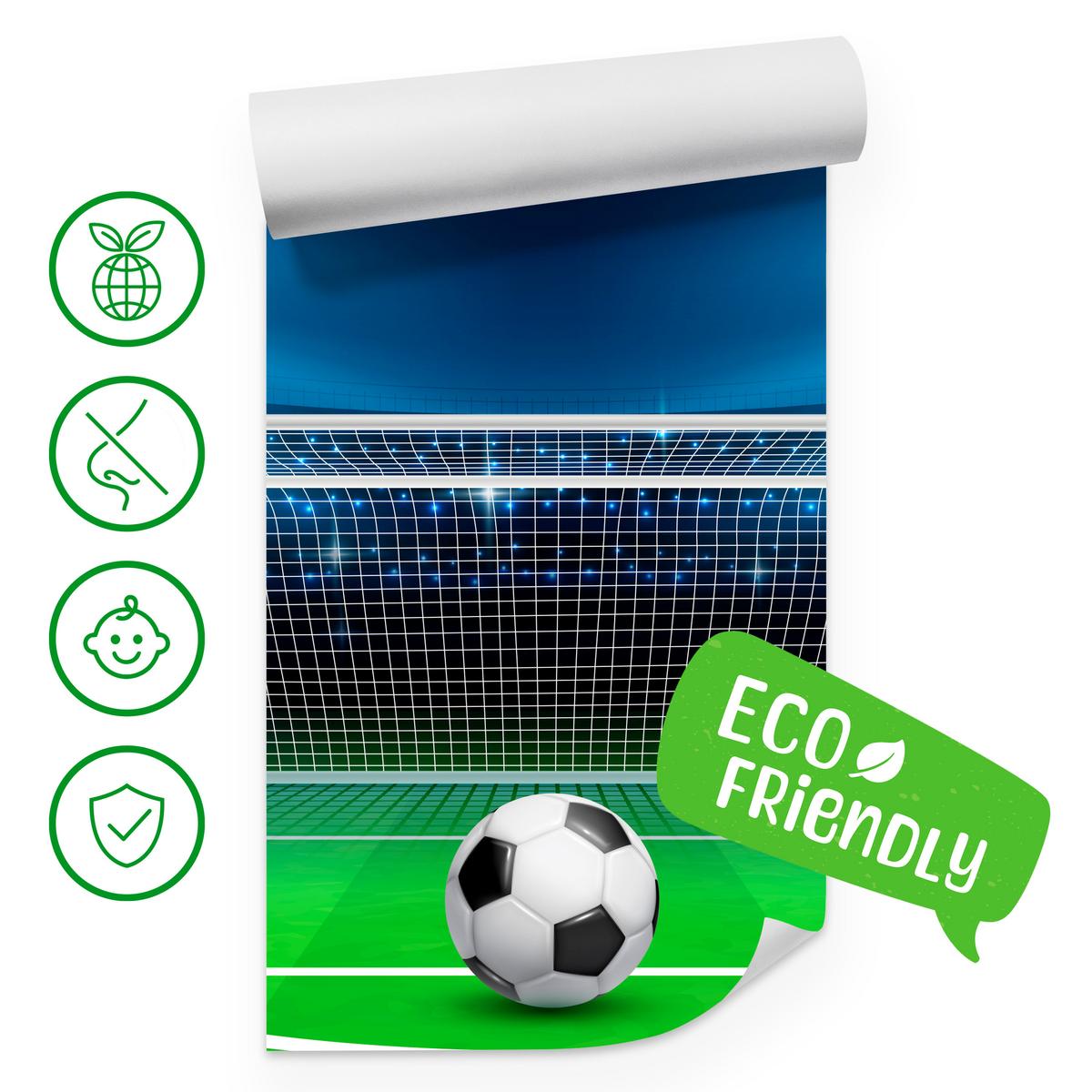 FOTOTAPETE für Jugendzimmer Elfmeter Schuss Linie Fußball 500x350 - Blau/Schwarz, Papier (500/350cm) - Muralo